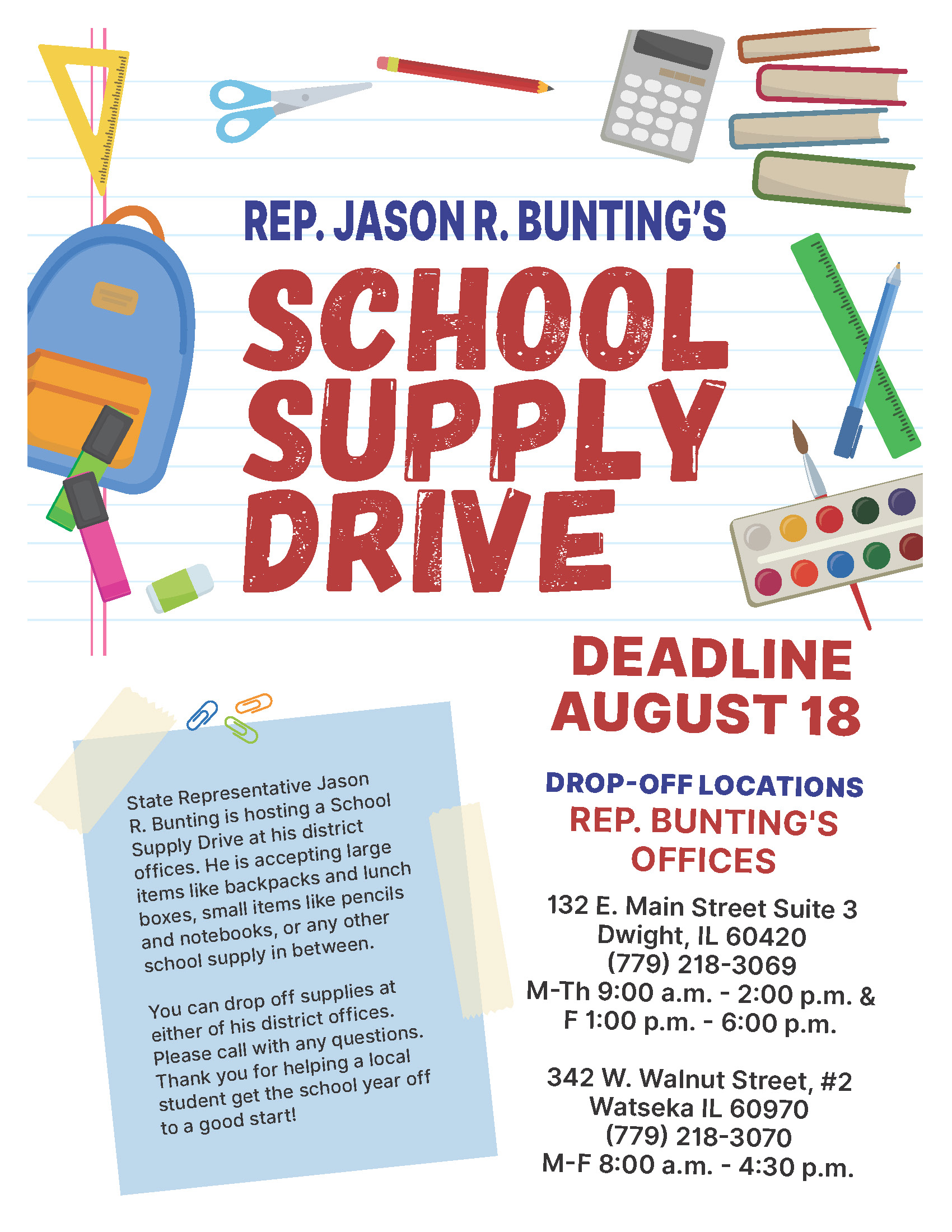 Rep. Bunting’s Springfield News Update for July 28 Jason R. Bunting
